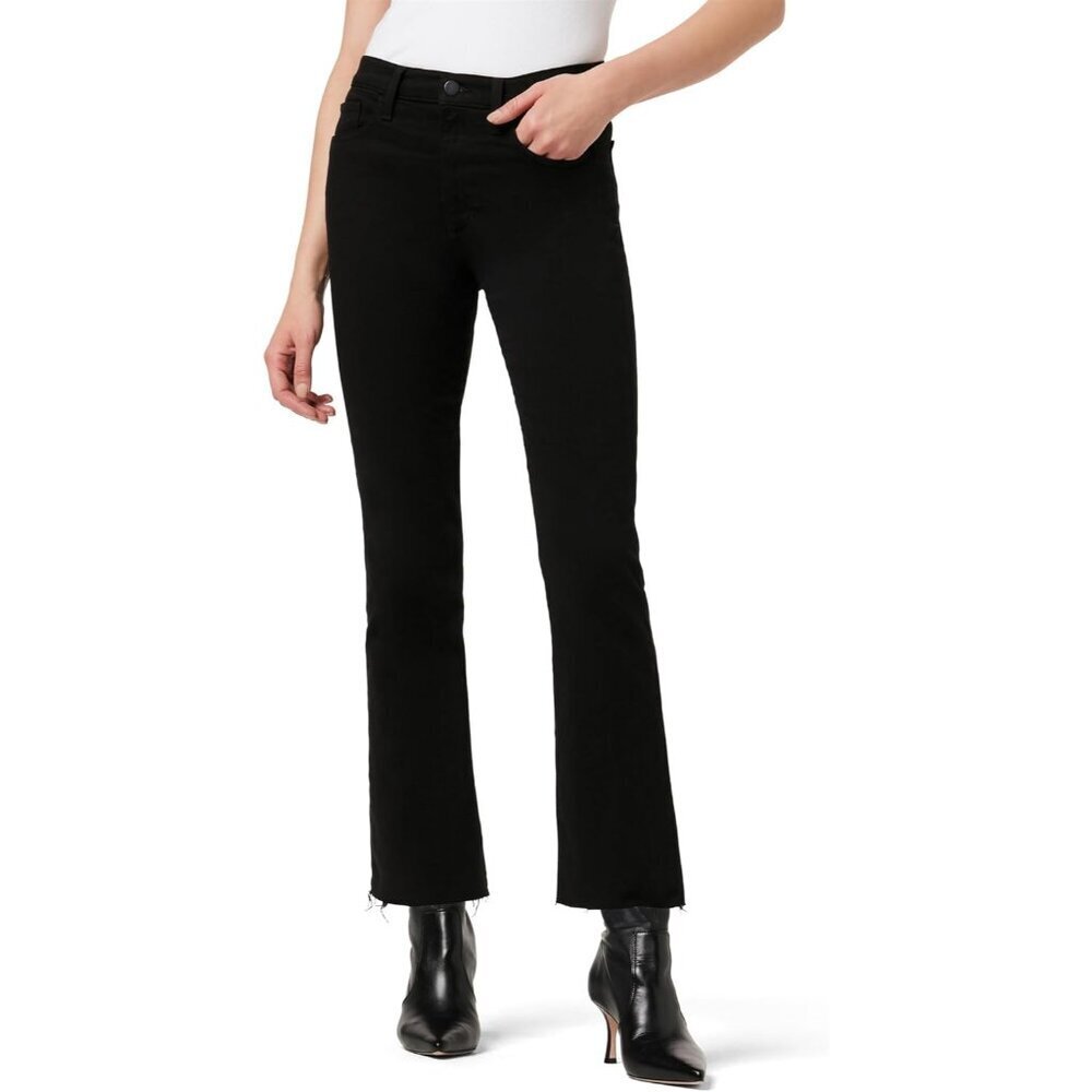 Women's High Rise Cropped Bootcut Jeans Recycled Cotton Black Size 34